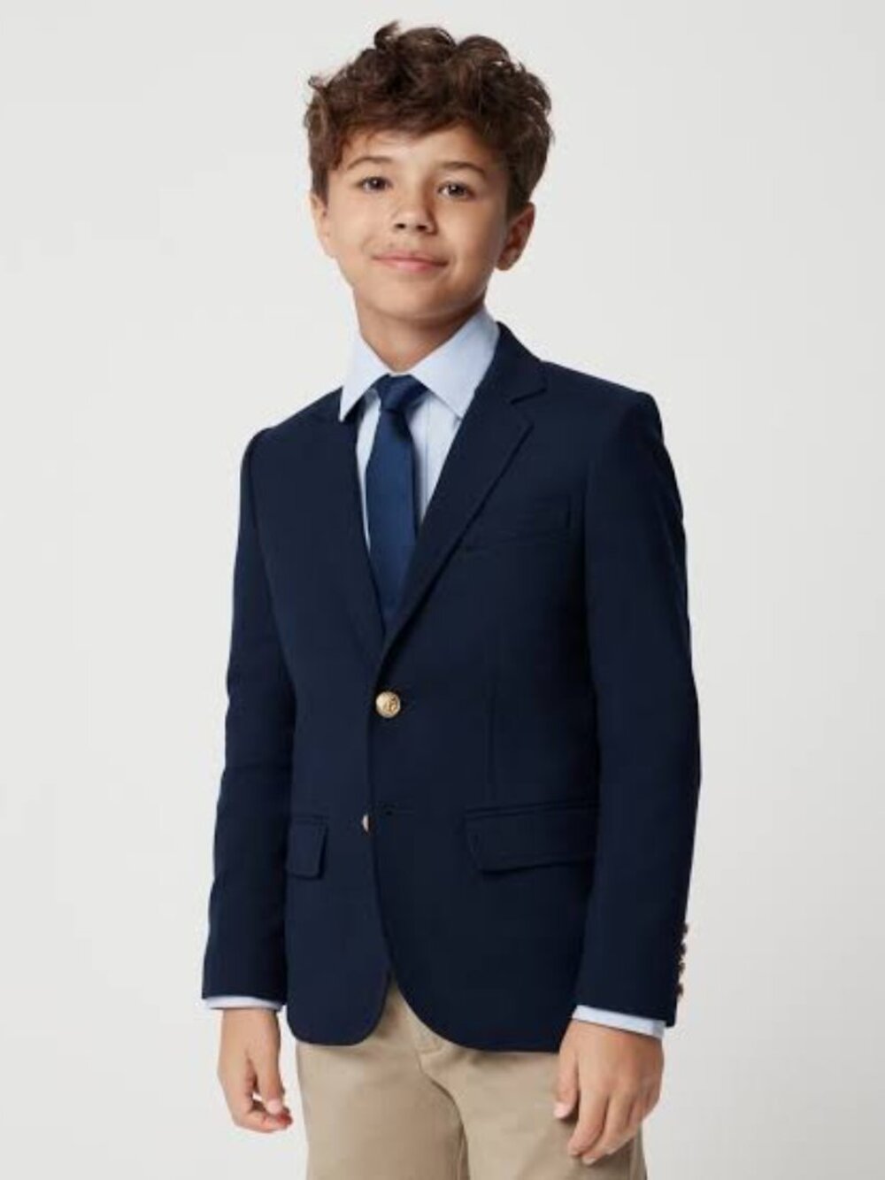 Crewcuts J Crew Boys Legacy Blazer Jacket Wool Blend Navy Gold Button Sz 10